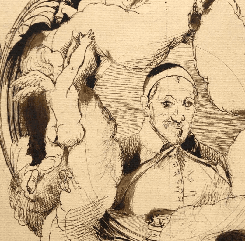 Antique Original Drawing Dominique Antoine MAGAUD (1817-1899) St Vincent de Paul image 3