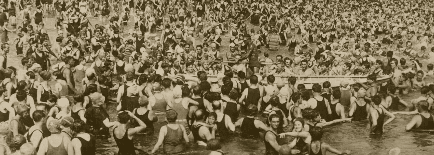 Vintage Photography Original Crowd at Sea 1920' image 6