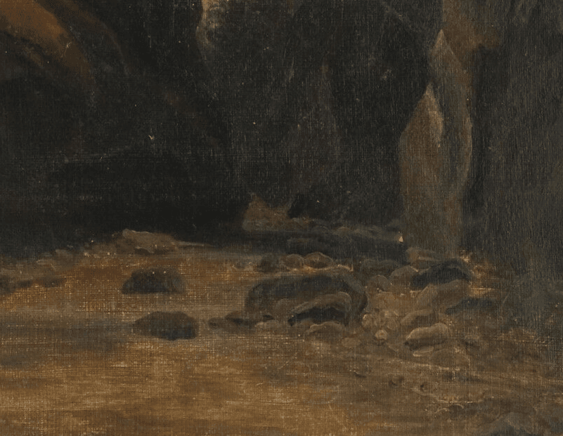 Antique Painting Oil Original 19th century Mountain Landscape with Waterfall image 4