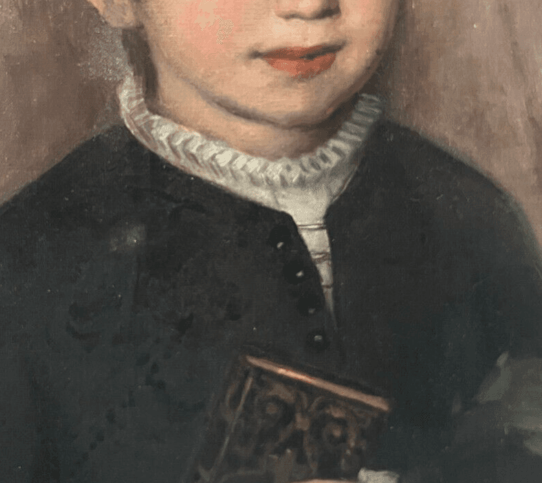 Antique Original Painting 19th century, Portrait, Child, Boy, Religion image 5