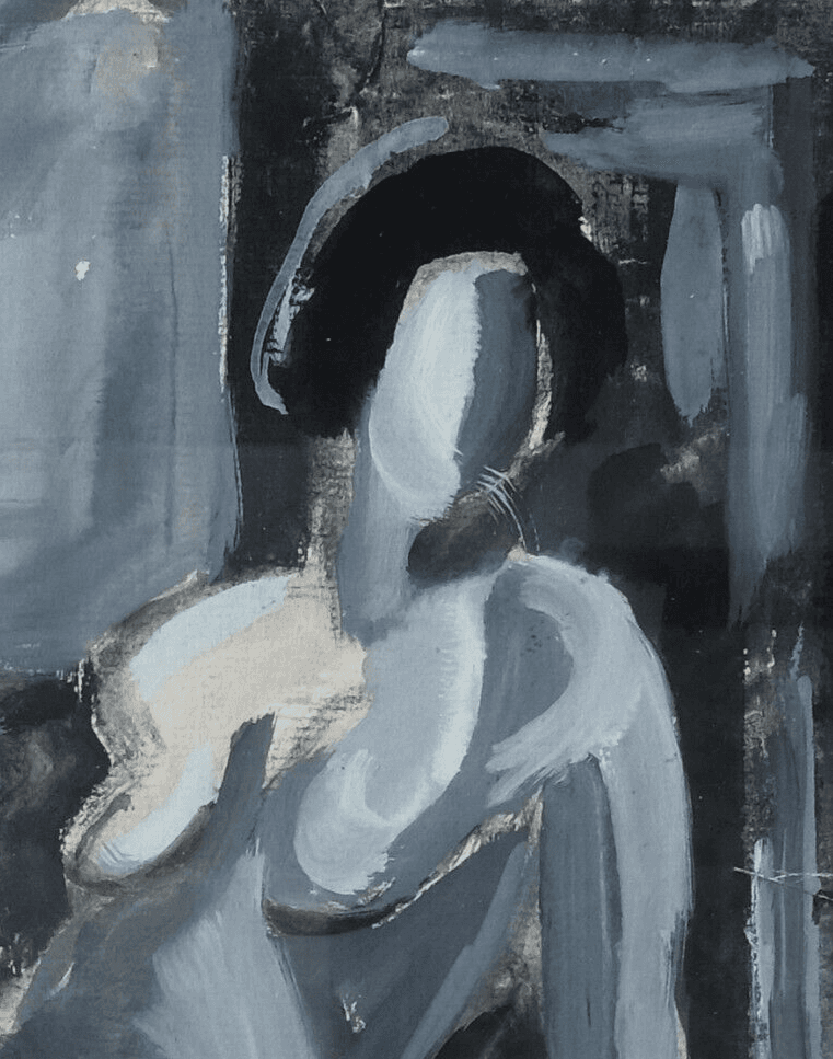 Modern Oil Painting Signed Tatiana LOGINOFF (1904-1982) Nude Woman Portrait image 2