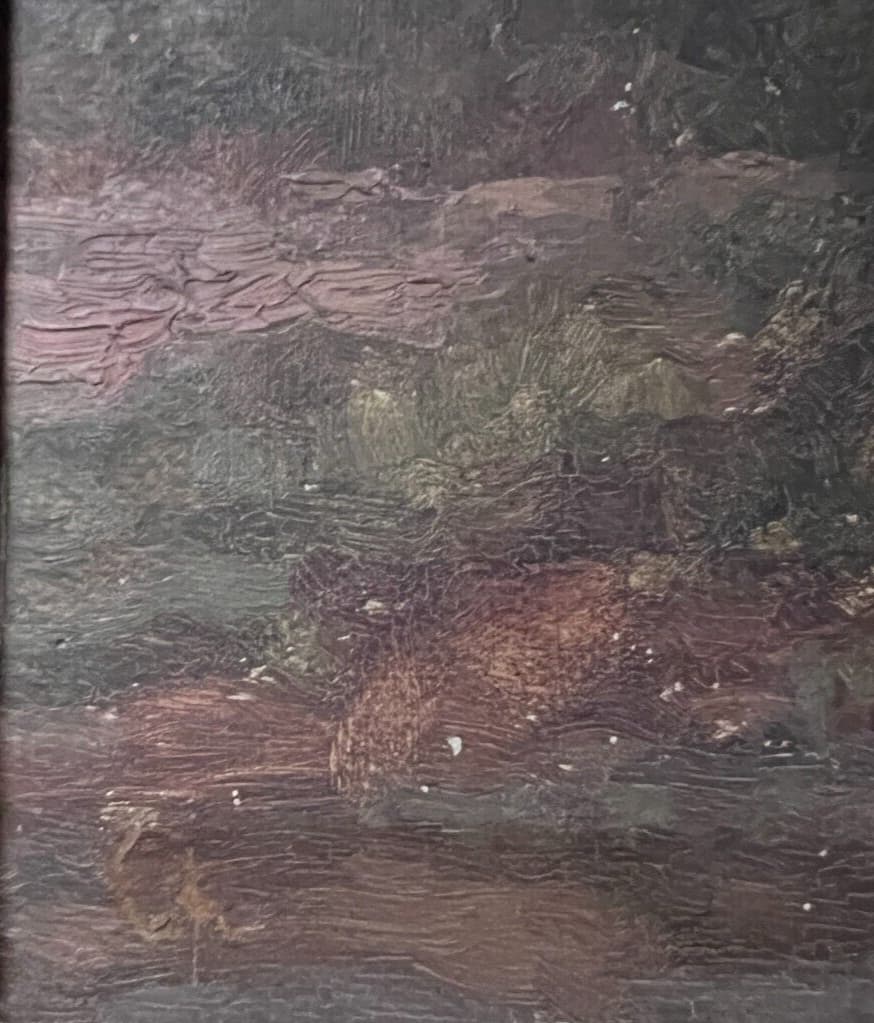 Antique Oil Painting Original Landscape, House, Architecture, Cityview signed image 4