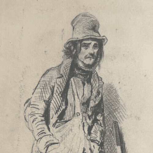 Antique Drawing Original Man Portrait 19th century Pencil image 2