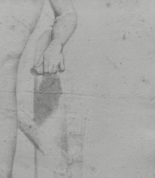 Antique Drawing Original Charcoal Portrait Nude Man Sculpture 19th century image 4