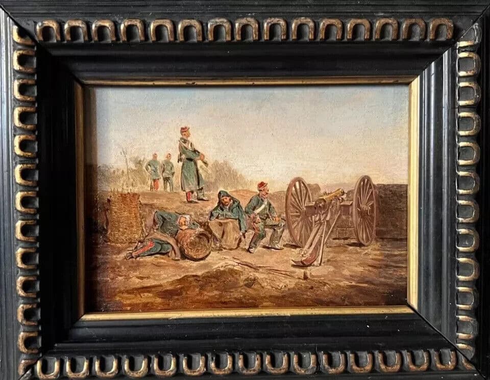 Antique Original Painting Hippolyte BELLANGÉ (1800-1866) Military Men War Framed image 6