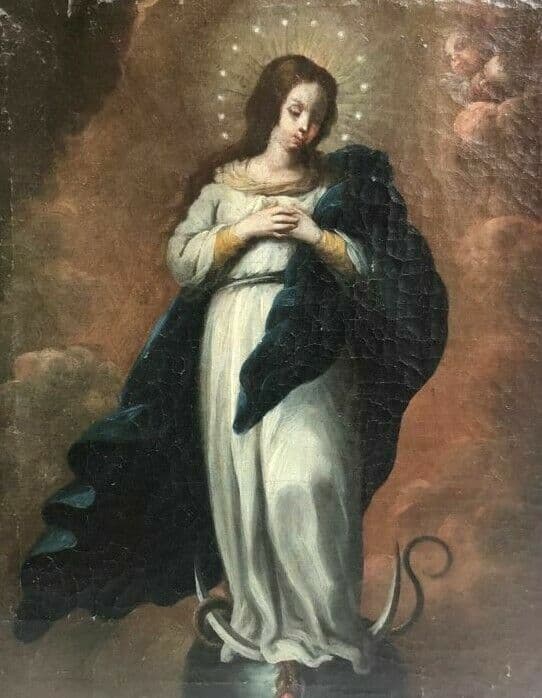 Painting Spanish Virgin Immaculate Conception c. 1700