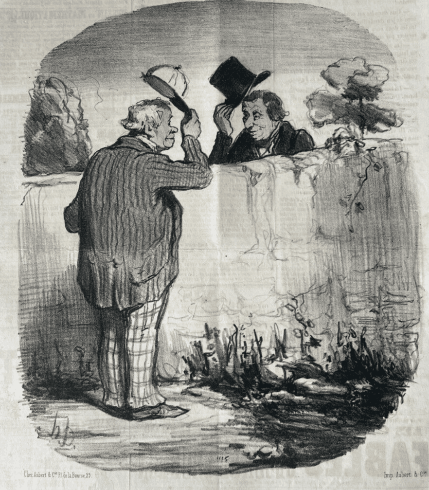 Antique Print 19th century Daumier, Locataires et Proprietaires, Deux Voisins image 1