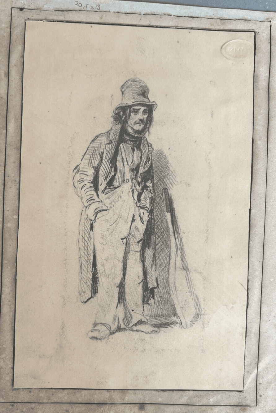Antique Drawing Original Man Portrait 19th century Pencil image 4