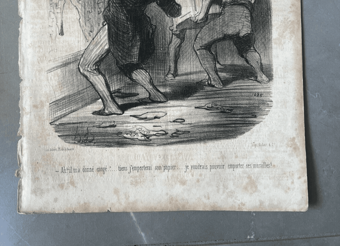 Antique Print 19th century Daumier, Locataires et Proprietaires, Donne Congé image 4