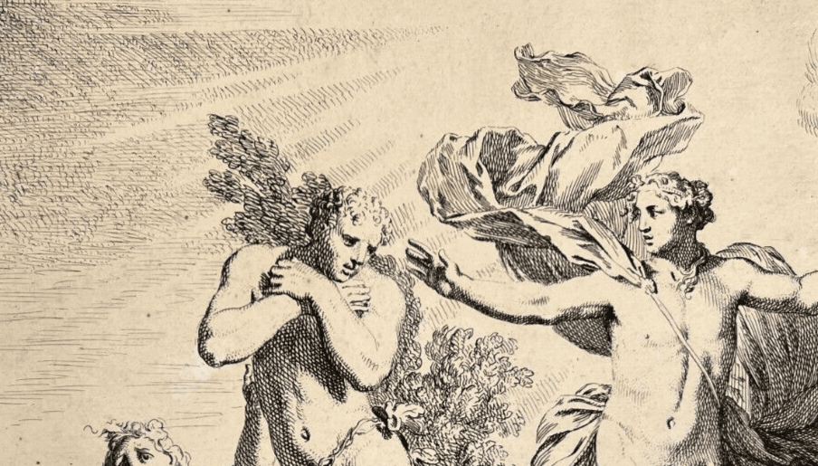 Antique Etching Original Expulsion Adam and Eve, Gerard de Lairesse (1641-1711) image 3