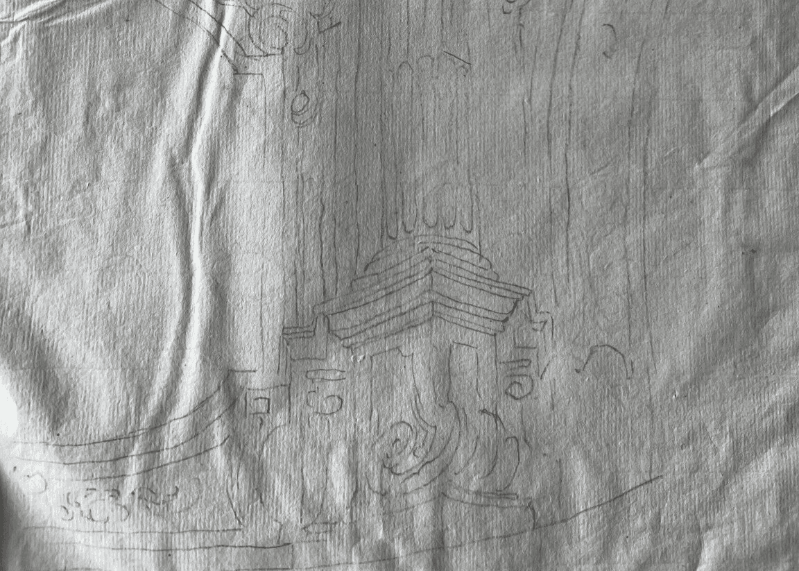 Antique Old Drawing 18th century Original Architecture Decoration Ornamentation image 2