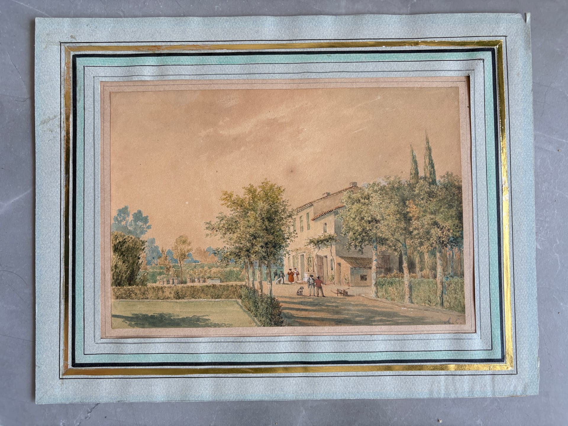 Drawing Village Landscape with People