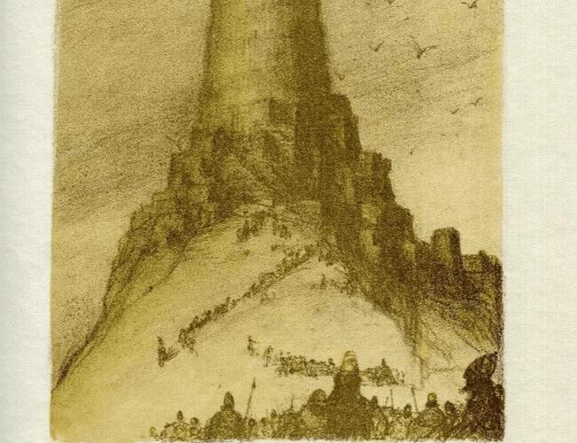 Vintage Lithography Abel Pfeffermann PANN (1883-1963) Bible, Tower of Babel image 2