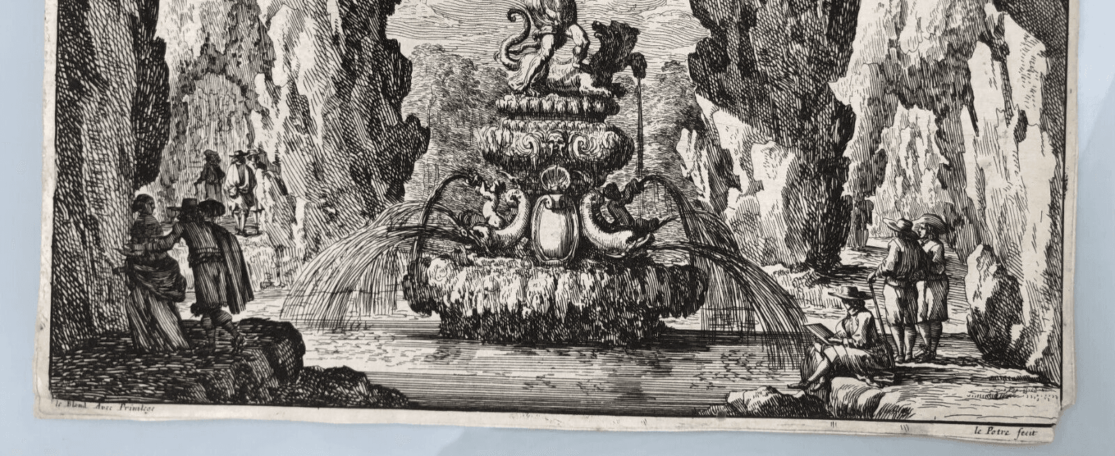 Jean Le Pautre (1618–1682) Garden Fountain and People Etching image 2