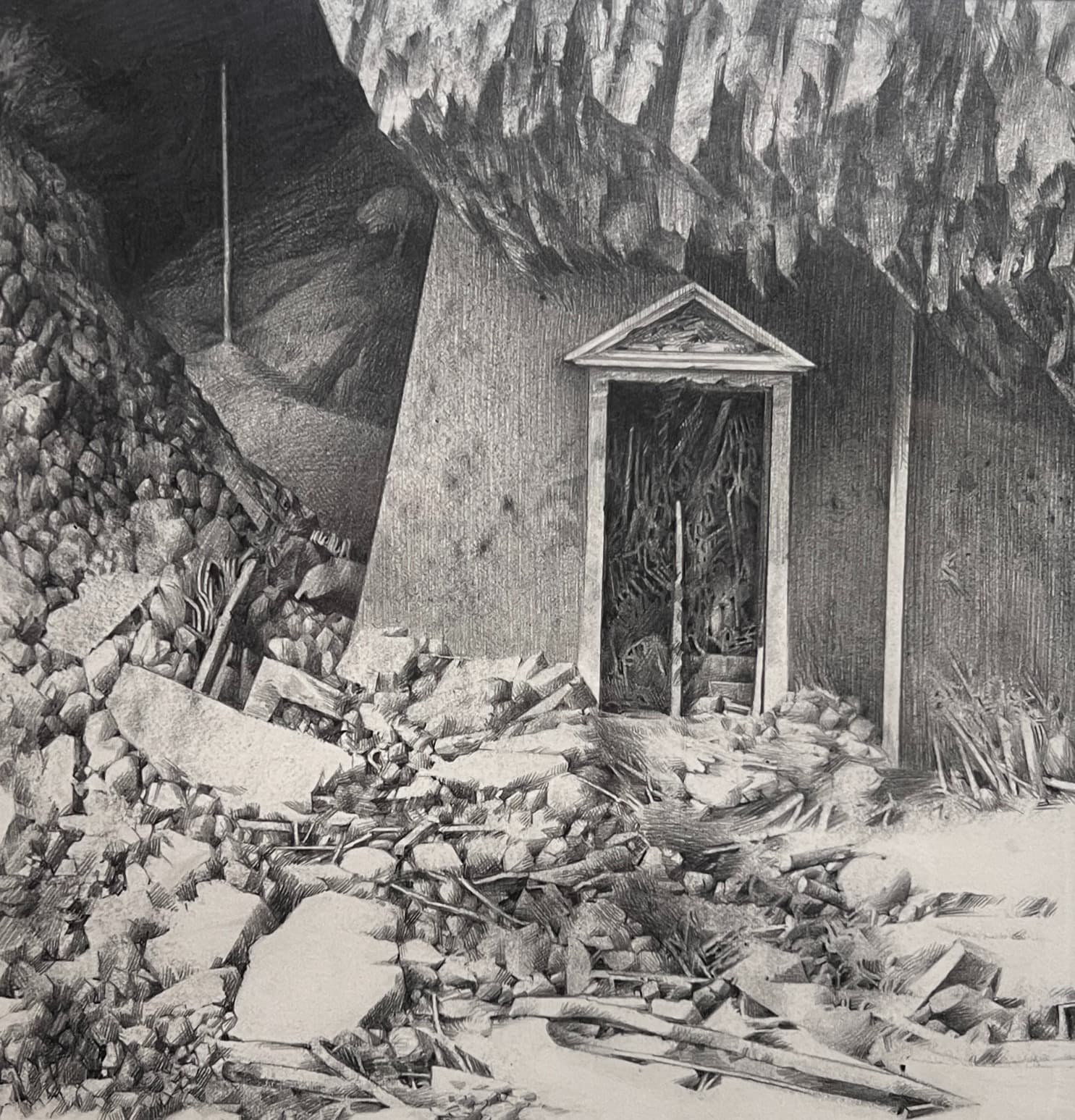 Drawing by René MUNCH (1937) House Ruins Landscape image 1