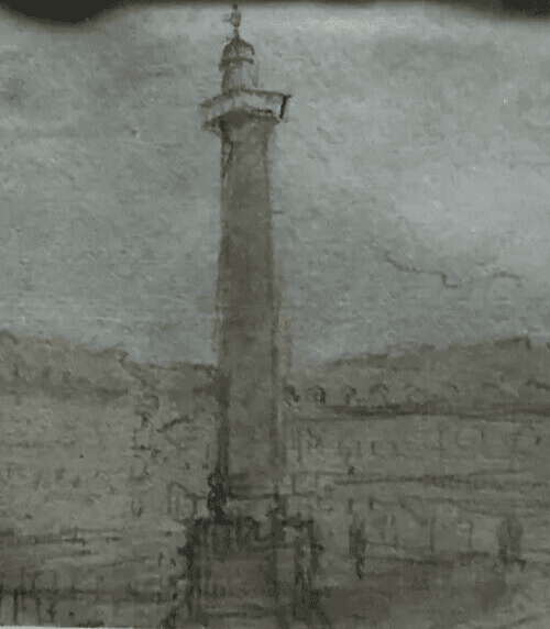 Antique Drawing Pencil 19th century of Paris Cityview, Concorde Landscape image 2