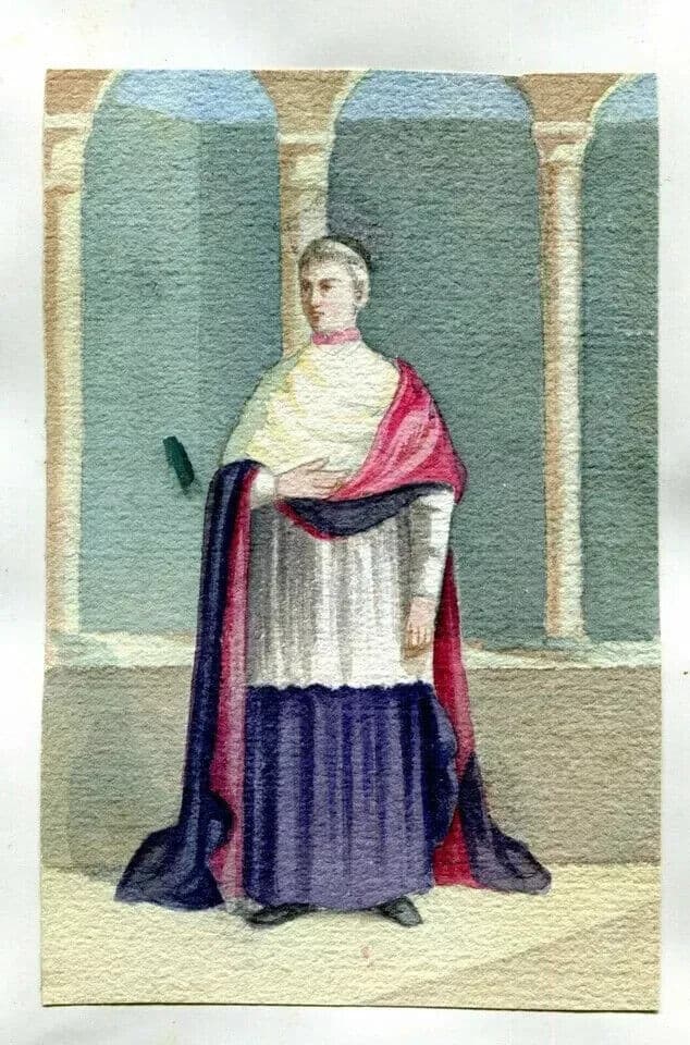 Antique Drawing, Ecclesiastical Clothes, Christian Cardinal Cappa magna image 4