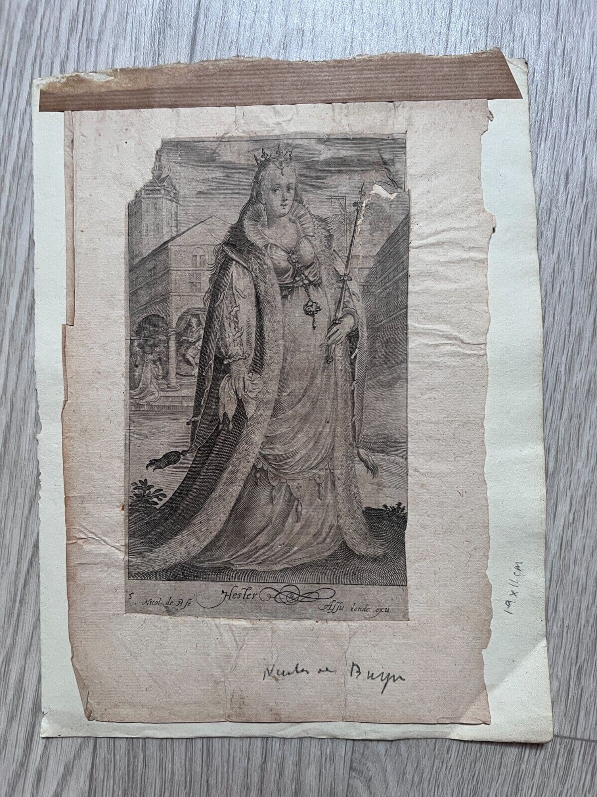 Antique Etching Original Nicolaes DE BRUYN (1571-1656) Esther, Portrait image 2