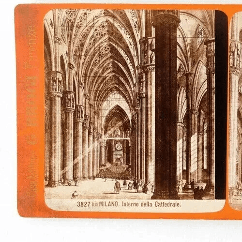 Vintage Stereoview G.BROGI - Milano, interno della Cattedrale, Italy c. 1880 image 3
