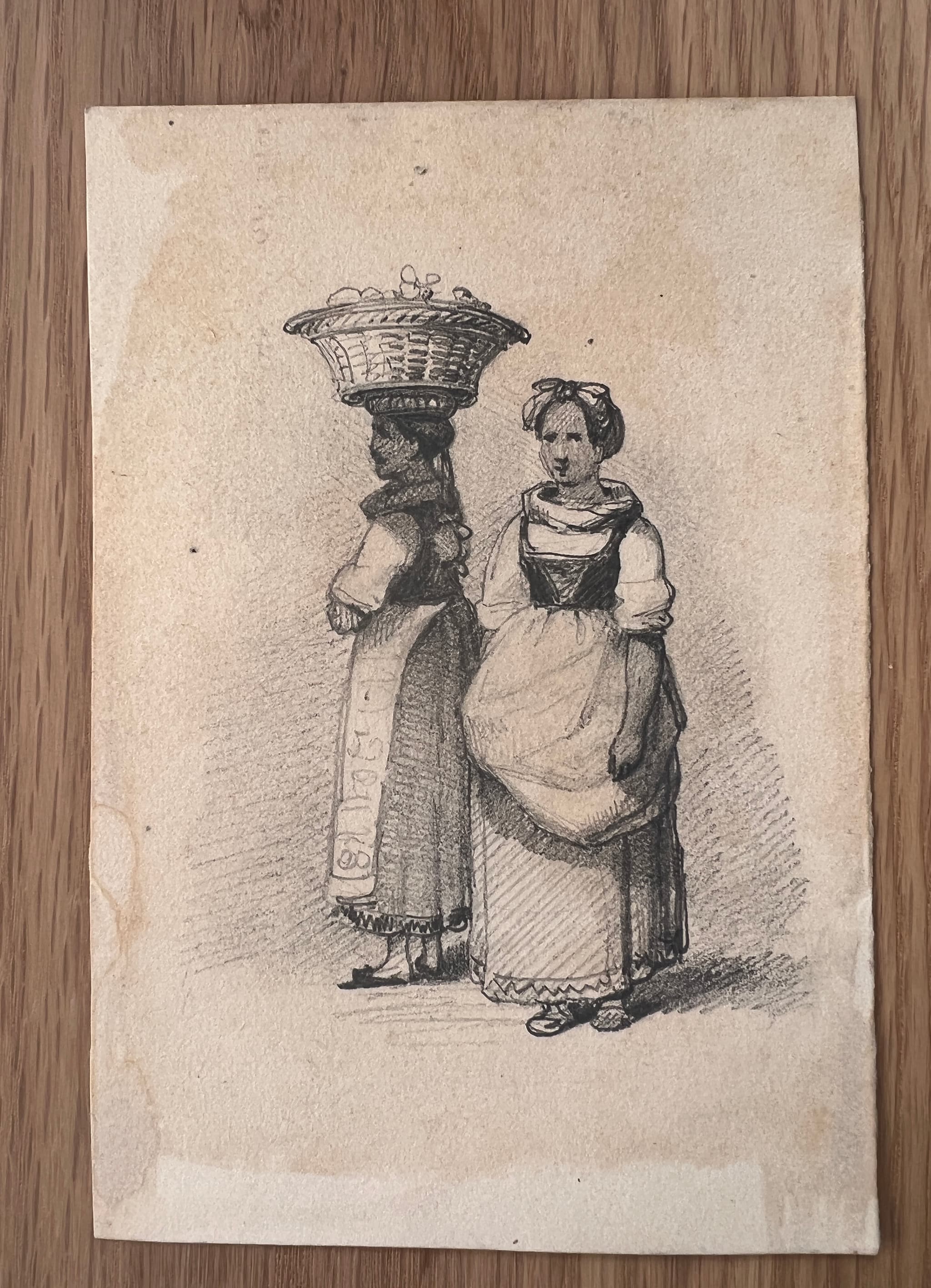 Italian Women Portrait 19th century Drawing image 2