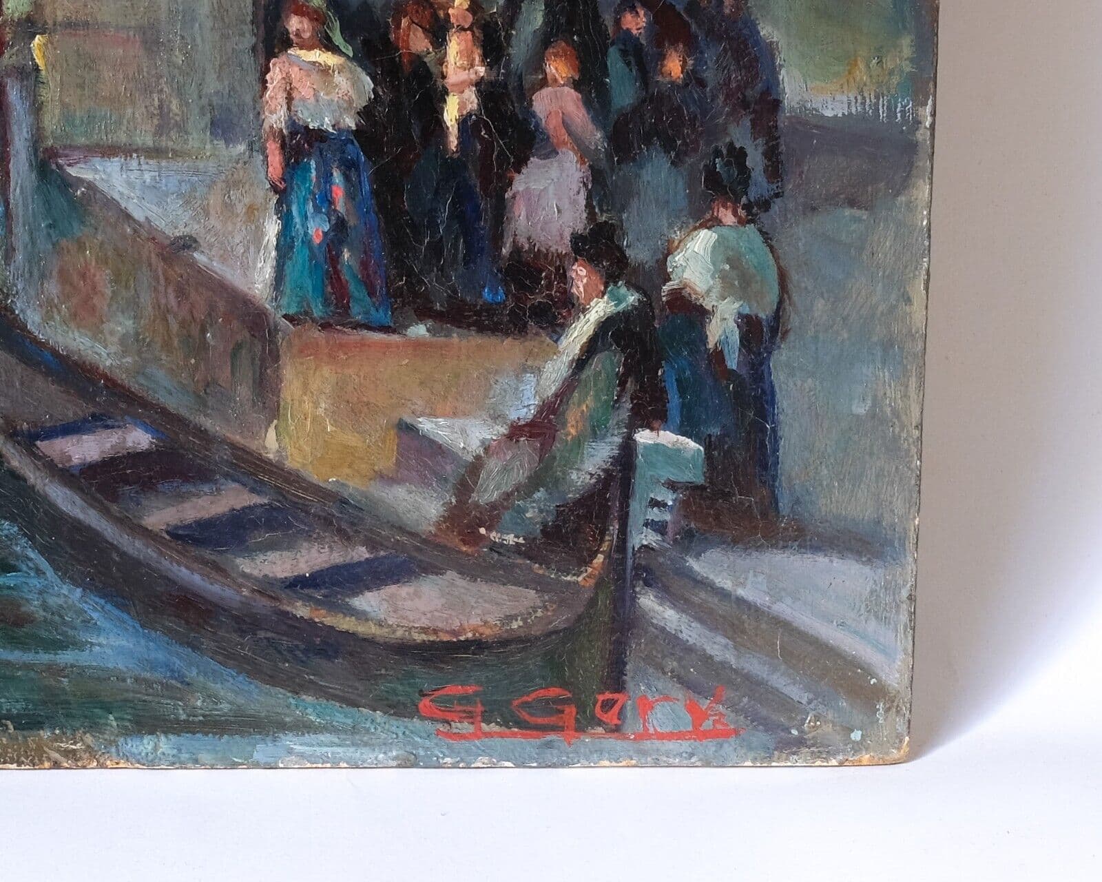 Antique Oil Painting Signed Venise Cityview Landscape Italy image 4