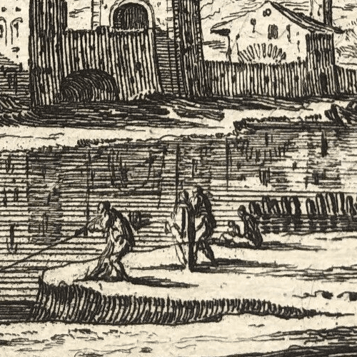 Antique Etching Original Cityview, Landscape, Porte de Grenoble, Houses image 2