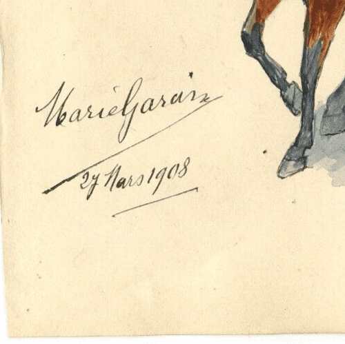 Vintage Original Drawing Illustration Knight Horse, Man signed image 5
