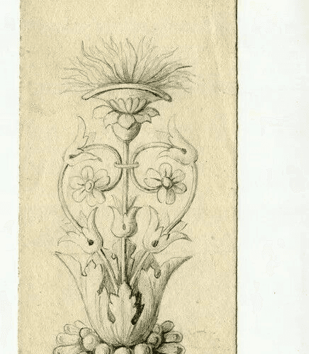 Antique Pencil Original Drawing 19th century Ornement, Decoration, Architecture image 5