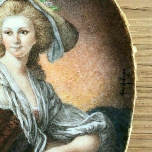 Antique Miniature Painting Original signed Marc ANTIGNA (XIX-XX) Woman Portrait image 2