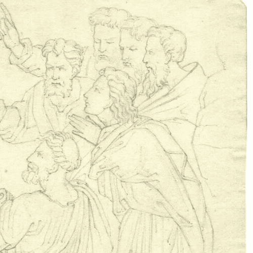 Antique Pencil 19th century Original Drawing of Mythology Figures image 3