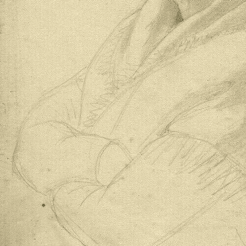 Antique Pencil Drawing 19th century, Woman Profil with a Shawl image 4