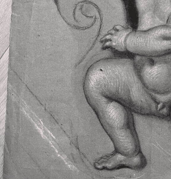 Original Original Antique Pencil 18th century Drawing Nude Angel image 5