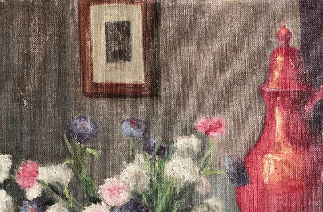 Antique Painting Original Floral, Flowers, Roses, Still Life, Drinks image 5