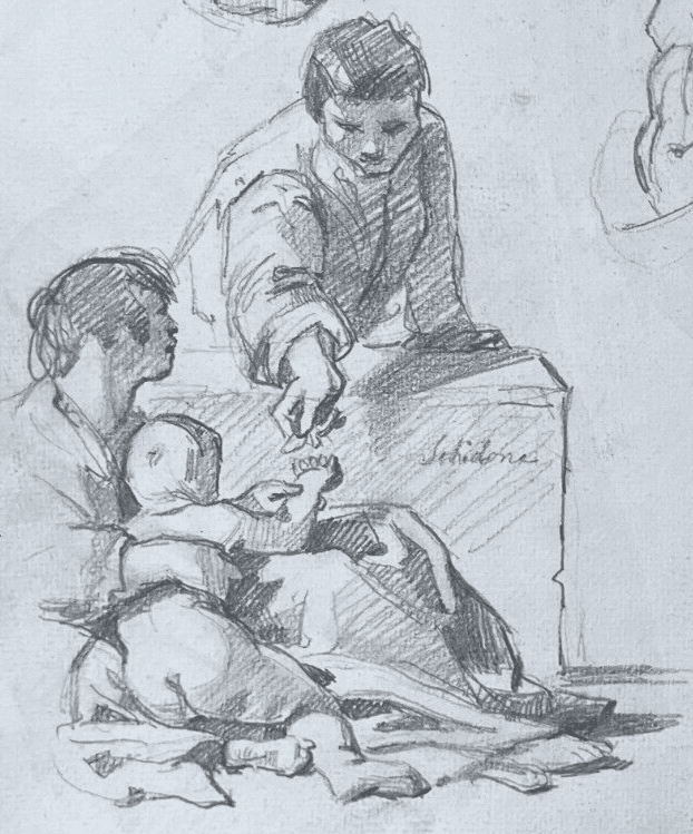 Antique Original Drawing 19th century People Family Portraits Sketches