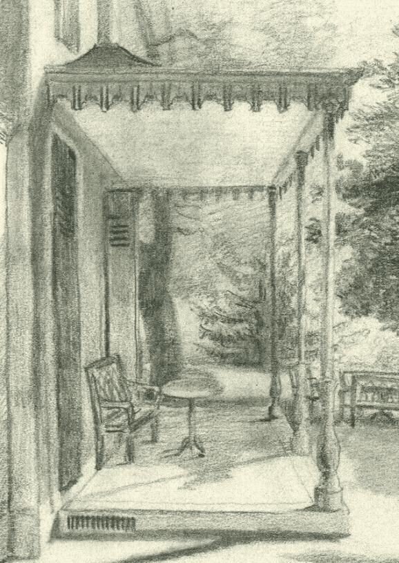 Antique Pencil Drawing Original Landscape Terrasse Nord in Lignon image 3
