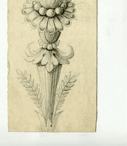 Antique Pencil Original Drawing 19th century Ornement, Decoration, Architecture image 3