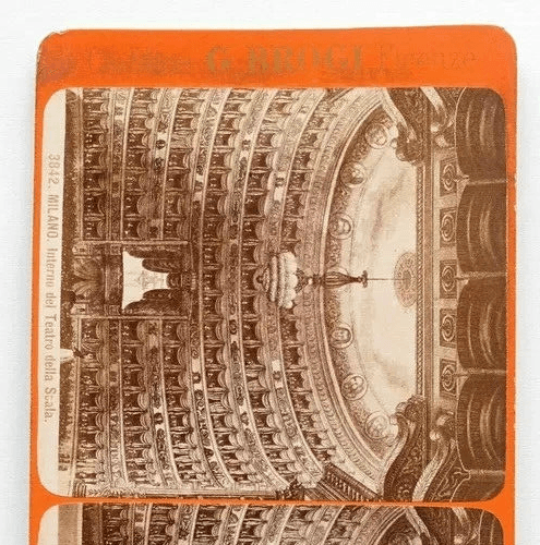 Vintage Stereoview G.BROGI Milano interno del teatro della scala, Italy c. 1880 image 5