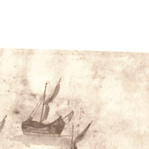 Antique Ink Drawing Original 19th century Boats Sketches image 5