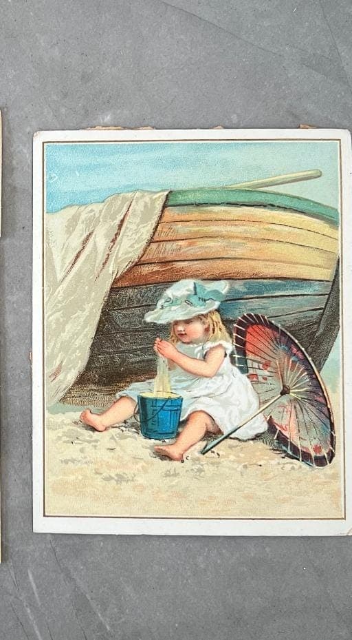 Set of 4 Vintage French Cards - Sports, Childhood, and Hunting Scenes image 4