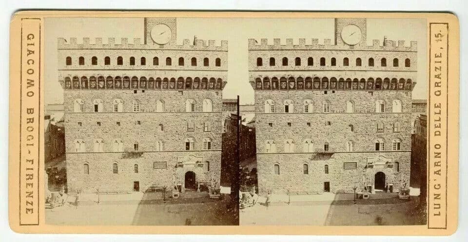 Vintage Stereoview Original Giacomo BROGI - Palazzo Vecchio c. 1870 image 4
