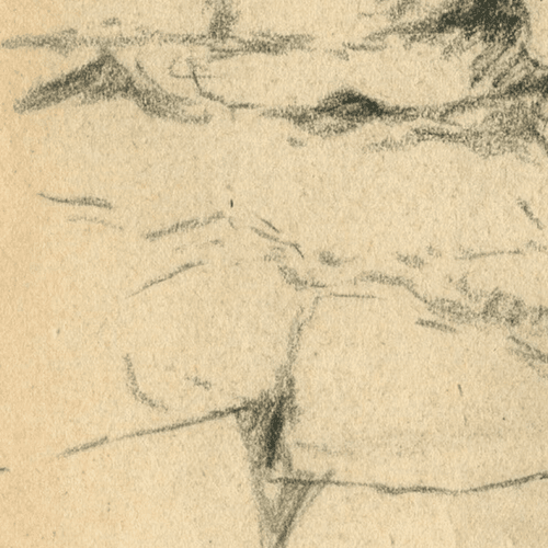 Vintage Pencil Drawing Original Vegetation, Landscape, Ruins 1934 image 3