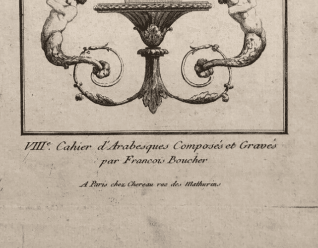 Antique Original Etching François BOUCHER (1703-1770) x3 Arabesques, Fountains image 7