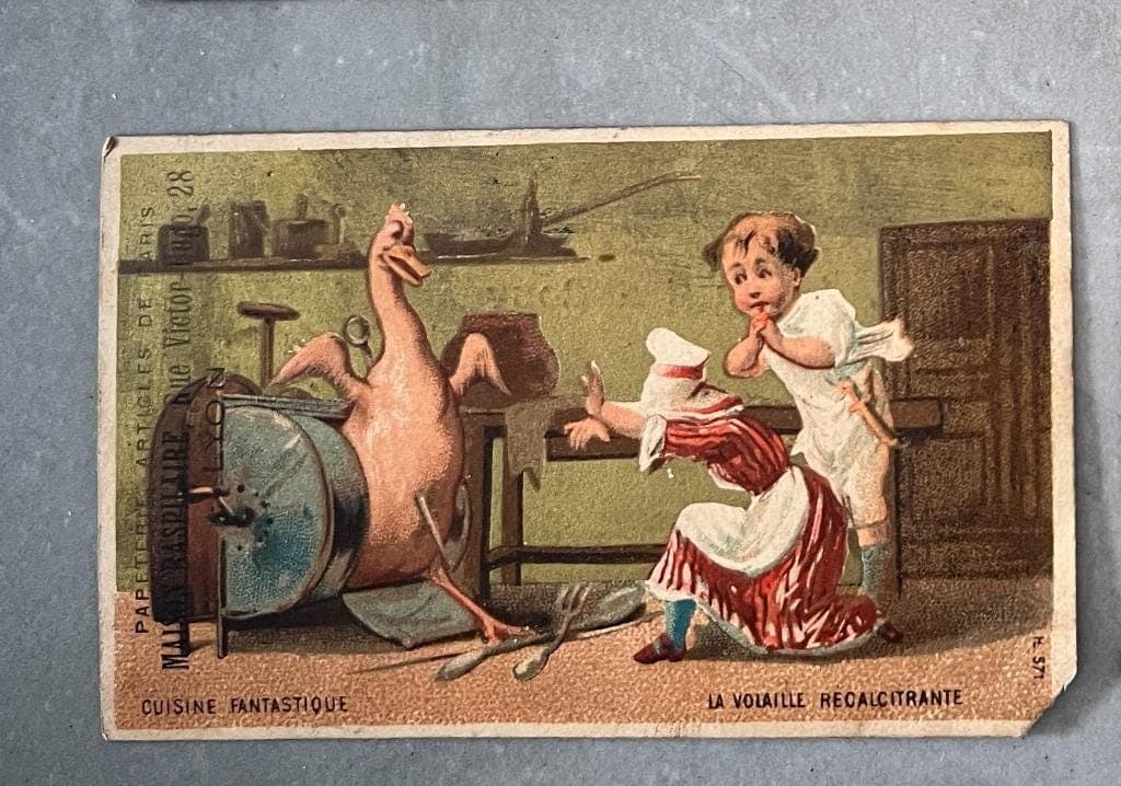 Set of 4 Antique Liebig Trade Cards - Charming 19th Century French Ephemera image 4