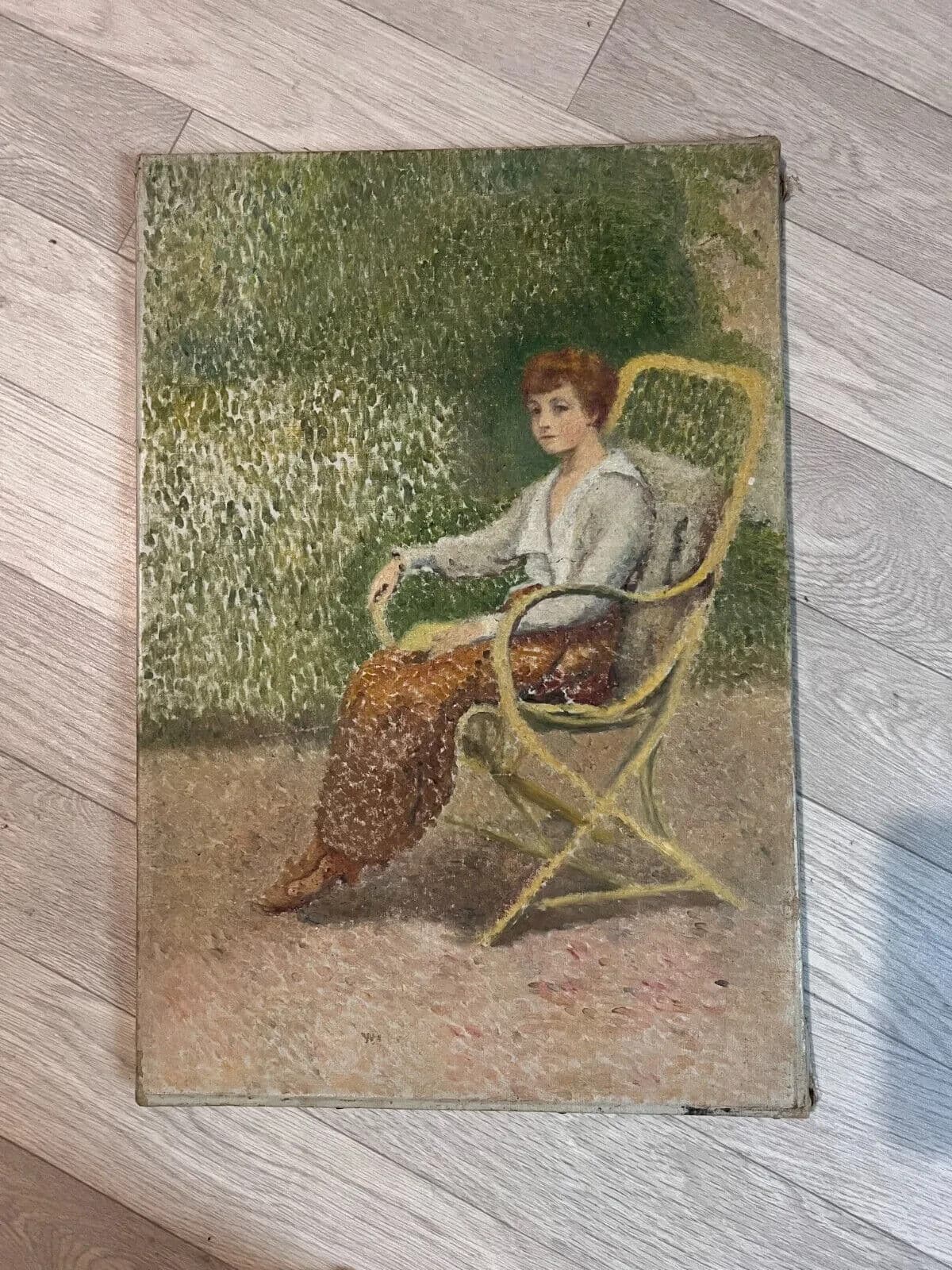 Antique Painting Original Woman Portrait signed Georges AUFRAY	(1864-1941) image 5
