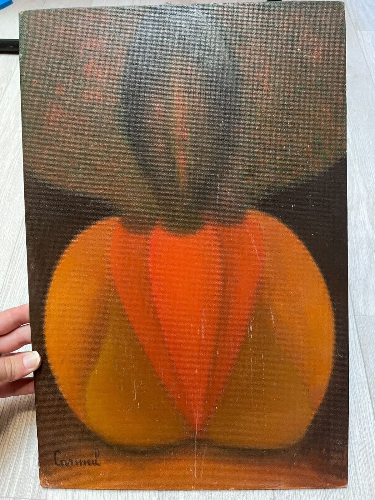 Louis CARMEIL (1920-1999) Orange Abstraction Painting image 3