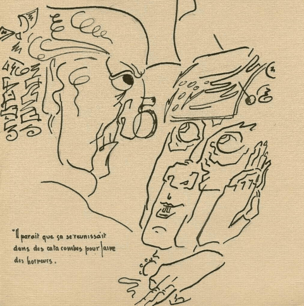 Vintage Ink Original Drawing Portrait, Faces and Figures image 1