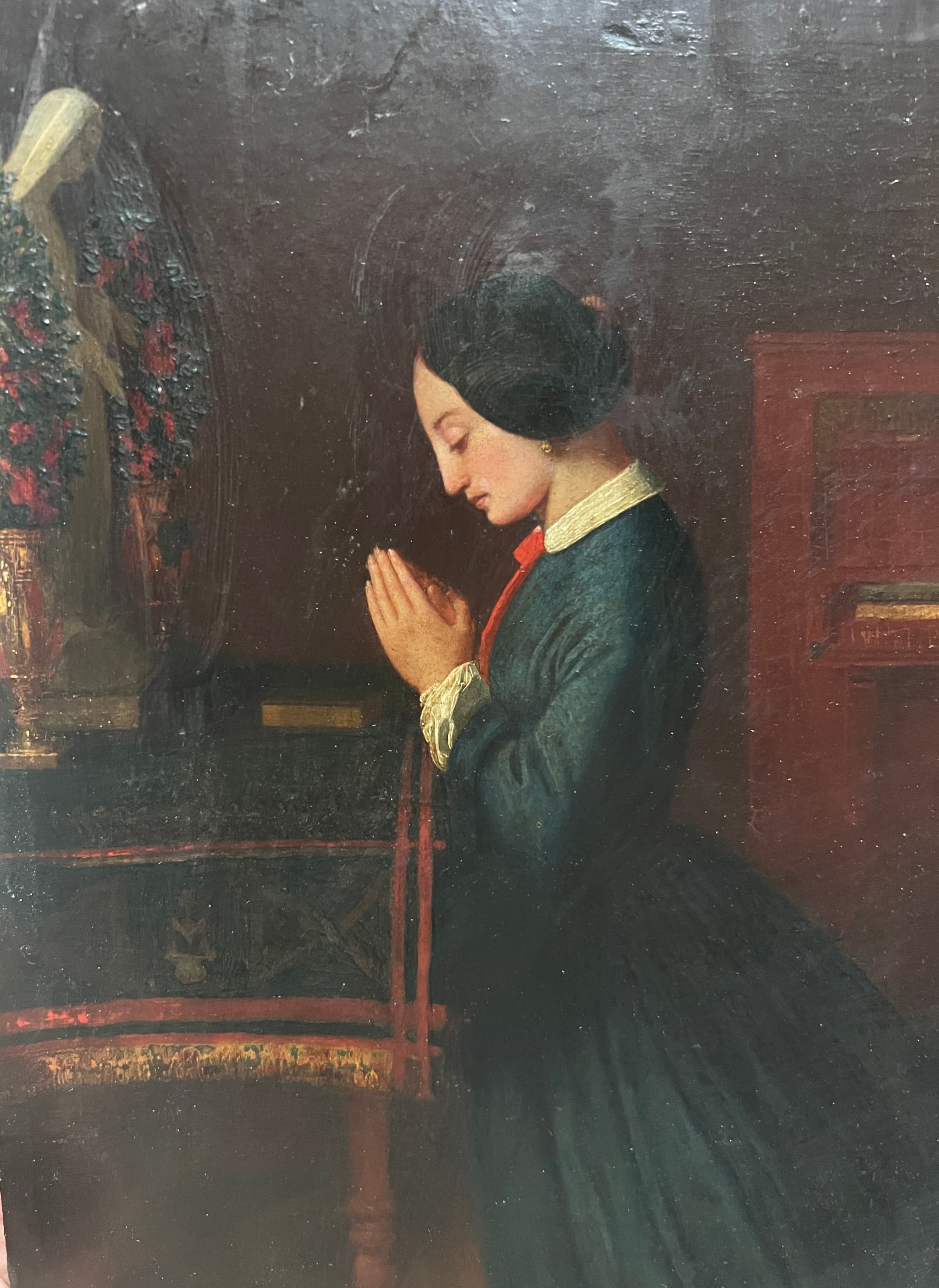 Painting by Gabriel CYPRIEN (XIX) Woman Praying Portrait image 1