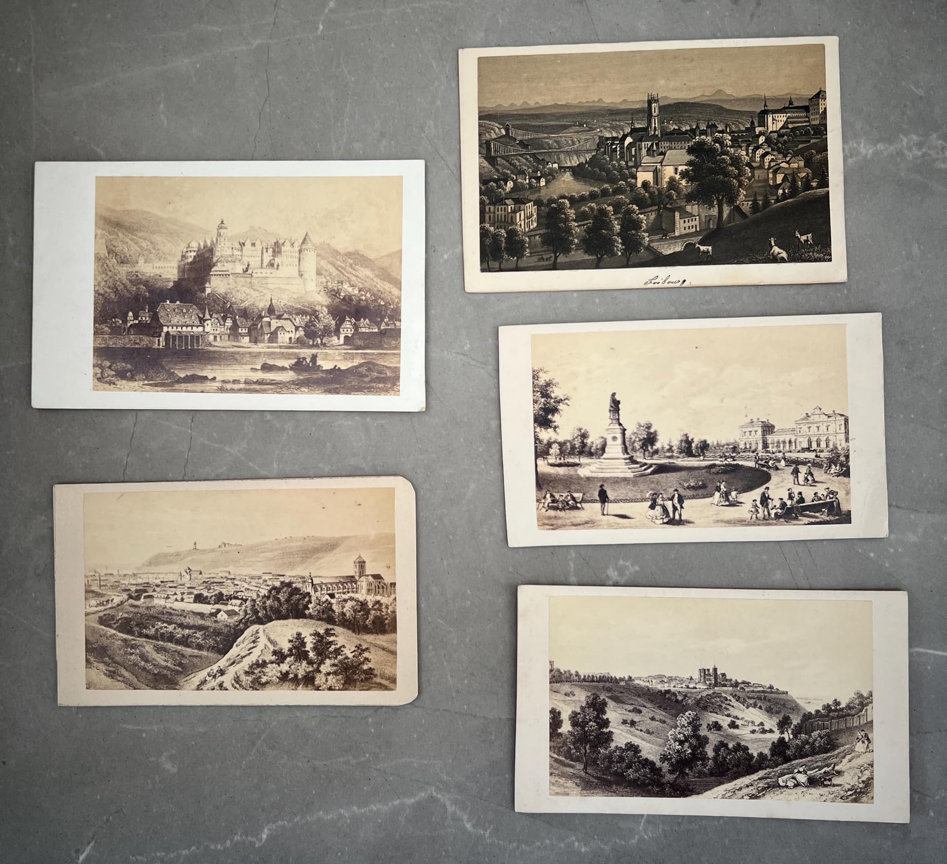 Antique Carte de Visite Collection – 19th Century Landscape Prints – Set of 5