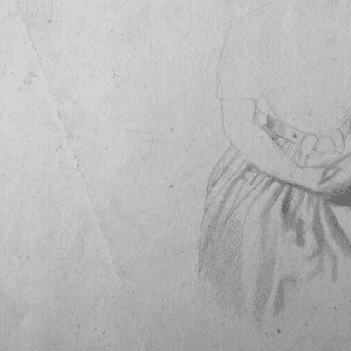 19th century Original Antique Pencil Drawing Woman Sitting Sketch Portrait image 3