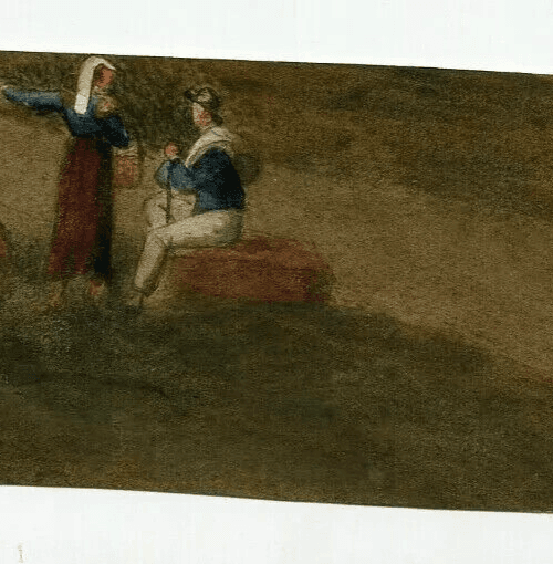 Antique Original Drawing 19th century - Characters, Genre Scene, Peasants image 5